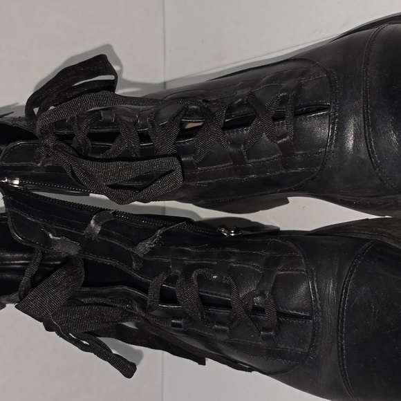 Schutz Kaile Black Leather Combat Boots Women 8 - Picture 6 of 15